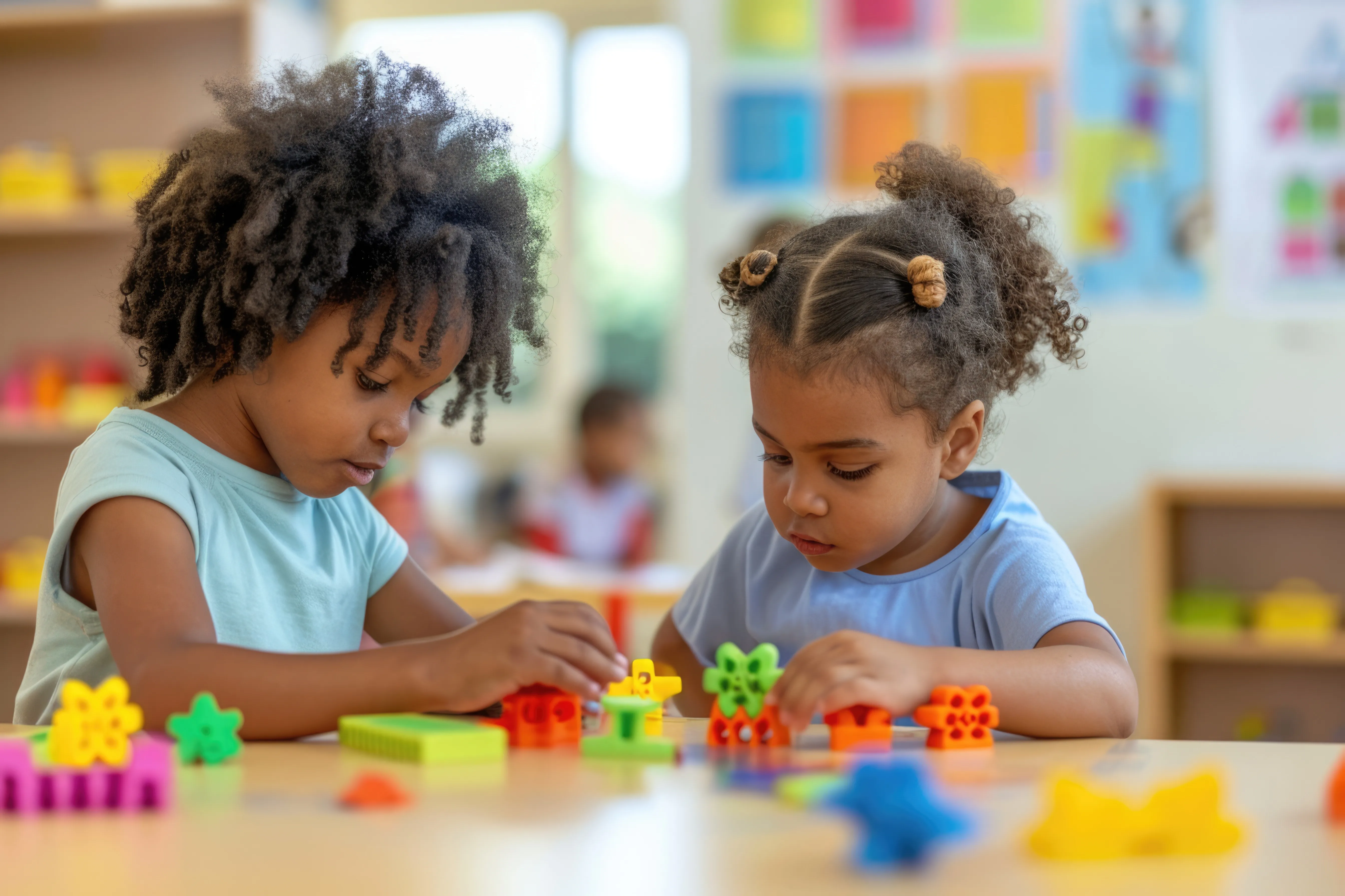 Children learning with joy